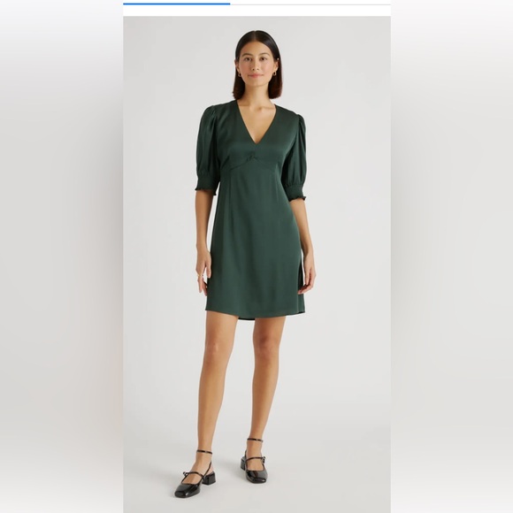 Quince Washable Stretch Silk Puff Sleeve Mini Dress - Picture 4 of 8